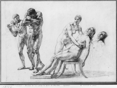 Death of Phaedra, preparatory sketch for the illustration of Racine